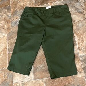 Capris Time & Tru Size XL 16-18 Chic Olive Green Cropped Trousers Spring Design